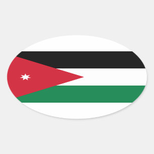 VIER Nationale vlag van Jordanië Ovale Sticker
