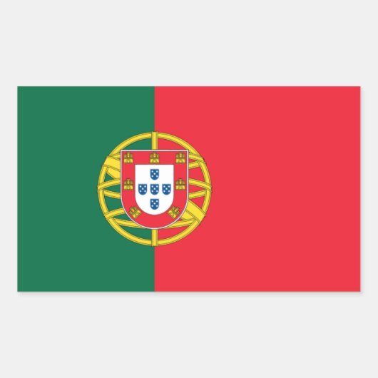 VIER Nationale vlag van Portugal Rechthoekige Sticker (Voorkant)