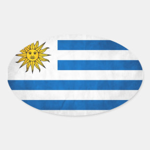 VIER Nationale vlag VAN Uruguay Ovale Sticker