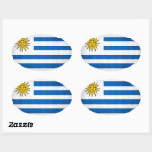 VIER Nationale vlag VAN Uruguay Ovale Sticker (Vel)
