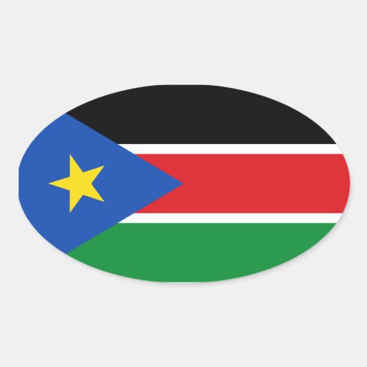 VIER Nationale vlag van Zuid-Sudan Ovale Sticker (Voorkant)