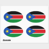VIER Nationale vlag van Zuid-Sudan Ovale Sticker (Vel)