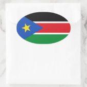 VIER Nationale vlag van Zuid-Sudan Ovale Sticker (Tas)
