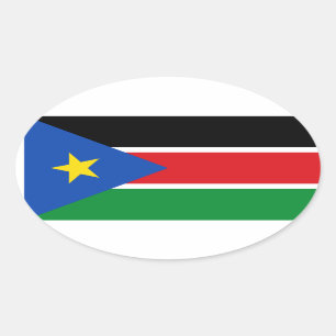 VIER Nationale vlag van Zuid-Sudan Ovale Sticker