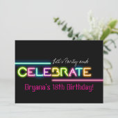 Vier Neon Gloeilichten Rave Club Feest Uitnodiging (Staand voorkant)