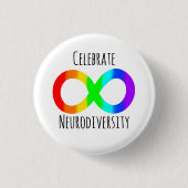 Vier Neurodiversiteit Autisme Acceptatie Regenboog Ronde Button 3,2 Cm (Voorkant)