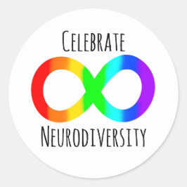 Vier Neurodiversiteit Autisme Acceptatie Regenboog Ronde Sticker