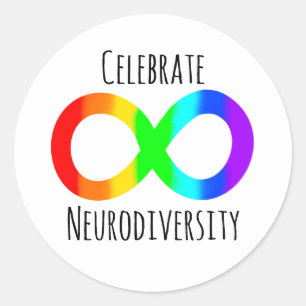Vier Neurodiversiteit Autisme Acceptatie Regenboog Ronde Sticker