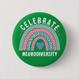 Vier neurodiversiteit bewustzijn gezondheid ronde button 5,7 cm