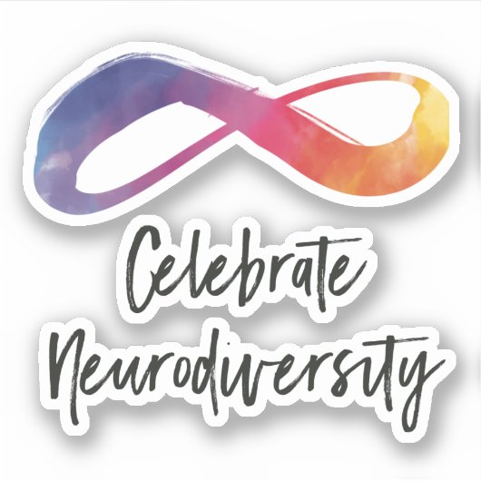 Vier Neurodiversiteit waterverf oneindig Sticker (Voorkant)