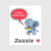 Vier Neurodiversity Elephant Typografie Sticker (Vel)