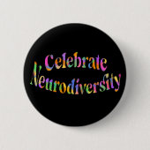 Vier Neurodiversity Rainbow Typografie Ronde Button 5,7 Cm (Voorkant)