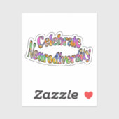 Vier Neurodiversity Rainbow Typografie Sticker (Vel)