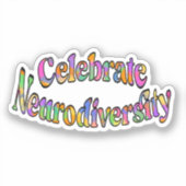 Vier Neurodiversity Rainbow Typografie Sticker (Voorkant)