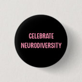 Vier Neurodiversity Roze & Zwart Ronde Button 3,2 Cm (Voorkant)