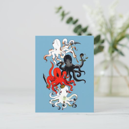 Vier octopi van de Apocalyps Briefkaart (Staand voorkant)