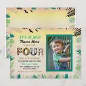 Vier Oerwoud 4e verjaardagsfeest Safari ZOO Foto Kaart (Voorkant / Achterkant)