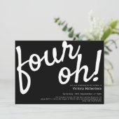 Vier Oh! 40e verjaardag zwart wit plezier minimali Kaart (Staand voorkant)