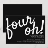 Vier Oh! 40e verjaardag zwart wit plezier minimali Kaart (Voorkant / Achterkant)