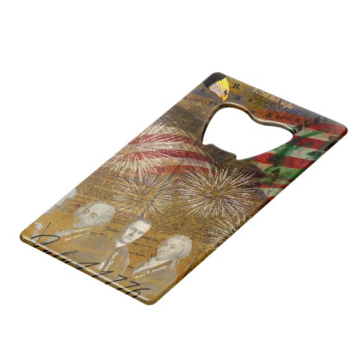 Vier Onafhankelijkheidsdag Creditkaart Flessenopener (Voorkant Gekanteld)