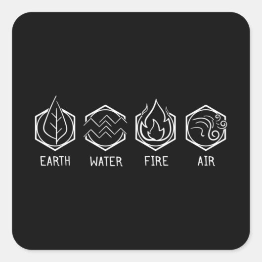 Vier onderdelen van het ontwerp van de Natuur: aar Vierkante Sticker (Voorkant)