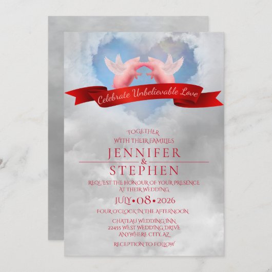 Vier ongelofelijke liefde uitnodiging (Voorkant / Achterkant)