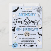 Vier ooit. Boys Halloween 4e verjaardag Kaart (Voorkant)