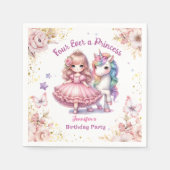 Vier ooit een prinses eenhoorn 4e verjaardagsfeest servet (Voorkant)
