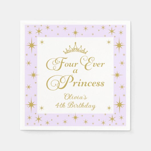 Vier ooit een prinses gouden prinses 4e verjaardag servet (Voorkant)