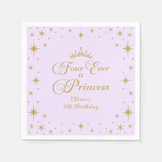 Vier ooit een prinses gouden prinses 4e verjaardag servet (Voorkant)