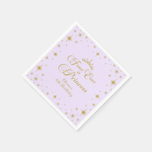 Vier ooit een prinses gouden prinses 4e verjaardag servet (Hoek)