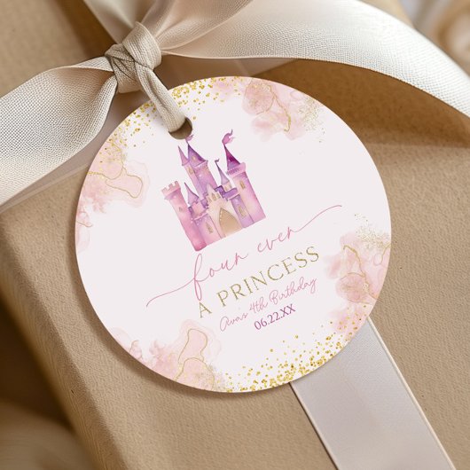 Vier ooit een prinses kasteel 4e verjaardagsfeest bedankjes labels