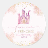 Vier ooit een prinses kasteel 4e verjaardagsfeest ronde sticker (Voorkant)