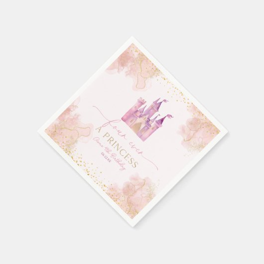 Vier ooit een prinses kasteel 4e verjaardagsfeest servet (Hoek)