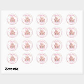 Vier ooit een prinses roze kasteel meisje 4e verja ronde sticker (Vel)