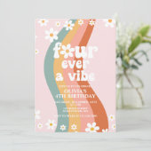 Vier ooit een Vibe madeliefje regenboog 4e verjaar Kaart (Staand voorkant)