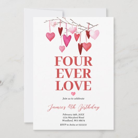 Vier ooit geliefd Valentijns's Verjaardags Hartbal Kaart (Voorkant)