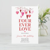 Vier ooit geliefd Valentijns's Verjaardags Hartbal Kaart (Staand voorkant)