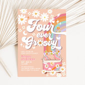 Vier Ooit Groovy Daisy Rainbow Hippie 4e verjaarda Kaart