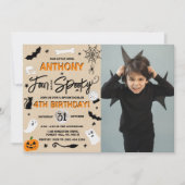 Vier ooit. Halloween 4e verjaardag Foto Kaart (Voorkant)