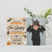 Vier ooit. Halloween 4e verjaardag Foto Kaart (Staand voorkant)