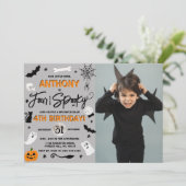 Vier ooit. Halloween 4e verjaardag Foto Kaart (Staand voorkant)