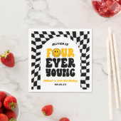Vier Ooit Jong Retro Vierde 4e Verjaardagsfeestje Servet (Insitu)