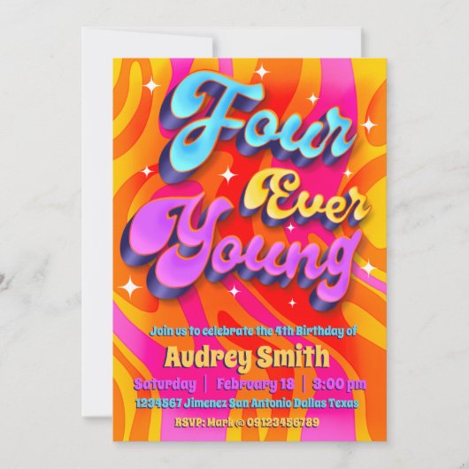 Vier ooit jonge 4e verjaardag kaart (Voorkant)