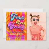 Vier ooit jonge 4e verjaardag met foto-uitnodiging kaart (Voorkant)