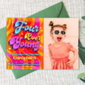 Vier ooit jonge 4e verjaardag met foto-uitnodiging kaart