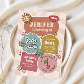 Vier ooit jonge Groovy Daisy 4e verjaardagsfeestje Kaart