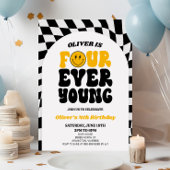 Vier ooit jonge retro eerste 4e verjaardagsfeestje kaart