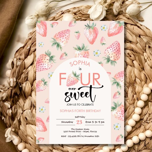 Vier ooit lieve aardbeien kinderen verjaardag kaart