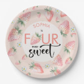 Vier ooit lieve aardbeien kinderen verjaardag papieren bordje (Voorkant)